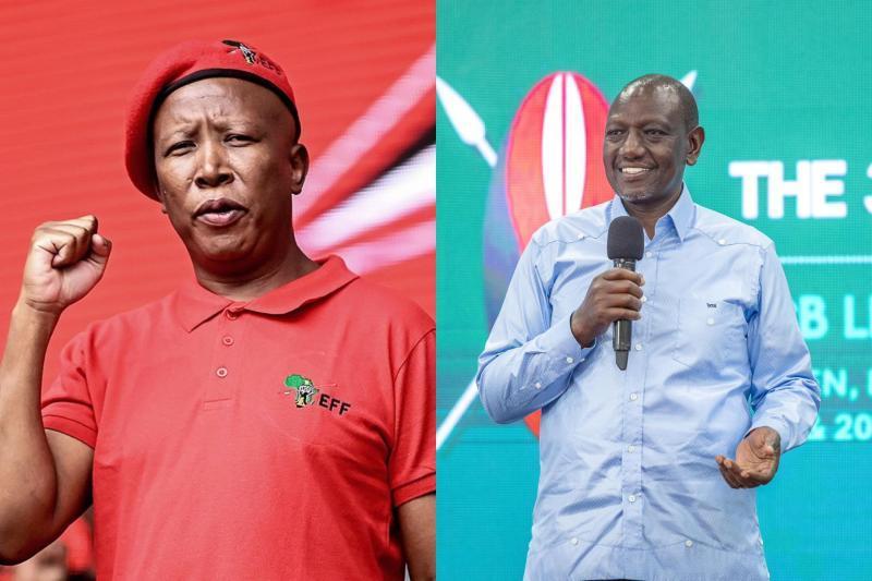 Photocollage of Julius Malema and President William Ruto.
